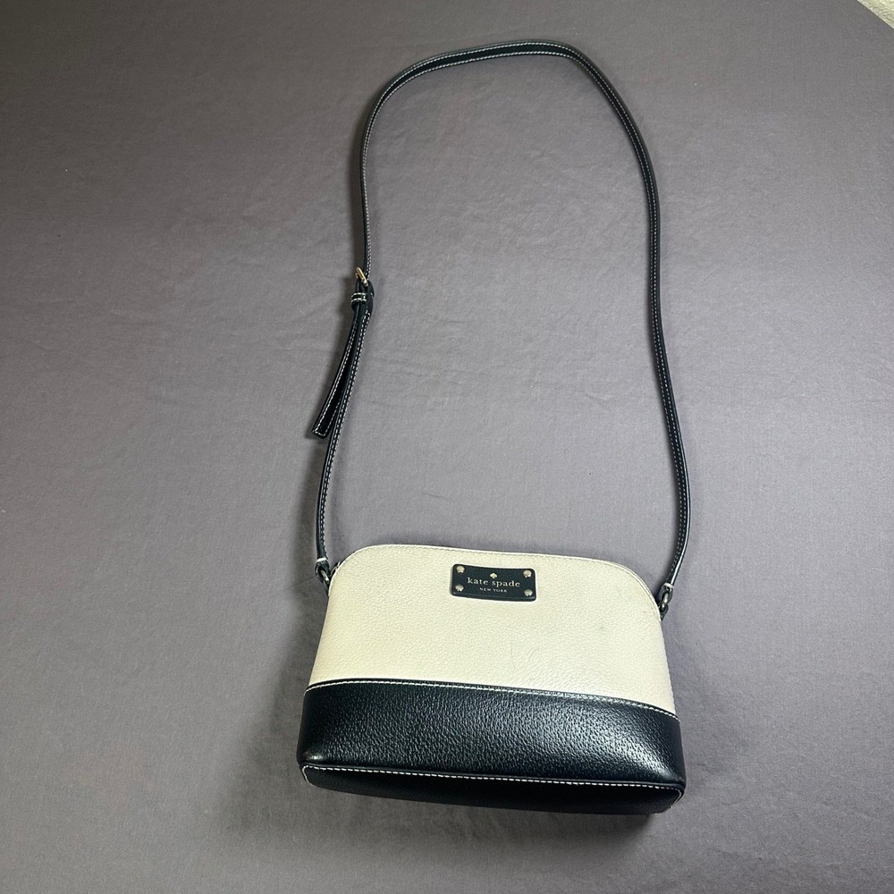 Kate Spade New York Berkeley Lane Hanna Cream Black Leather Crossbody Purse Bag‎ - Picture 6 of 16